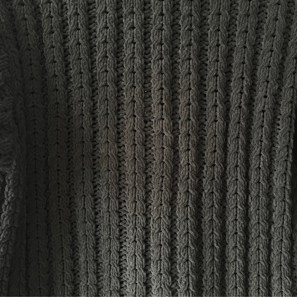 Aerie Quarter Zip sweater chenille black Chunky cable knit oversized S cable car - Picture 8 of 8